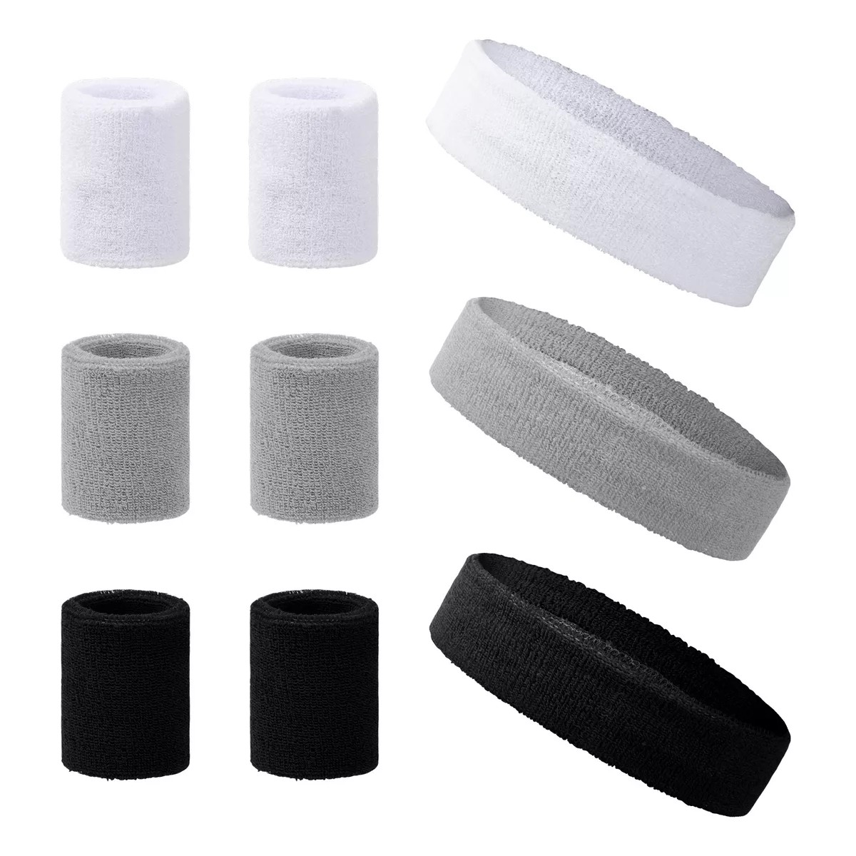 9pzs El&aacute;stica Diadema Banda Deportiva Cabeza Sudor Mu&ntilde;equera Negro blanco gris image number null