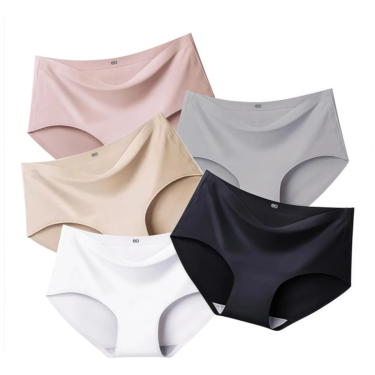 Pantaletas Confort De Sin Costura 5piezas Talla:G Negro/Gris/Blanco/Nude/ Cafe image number null