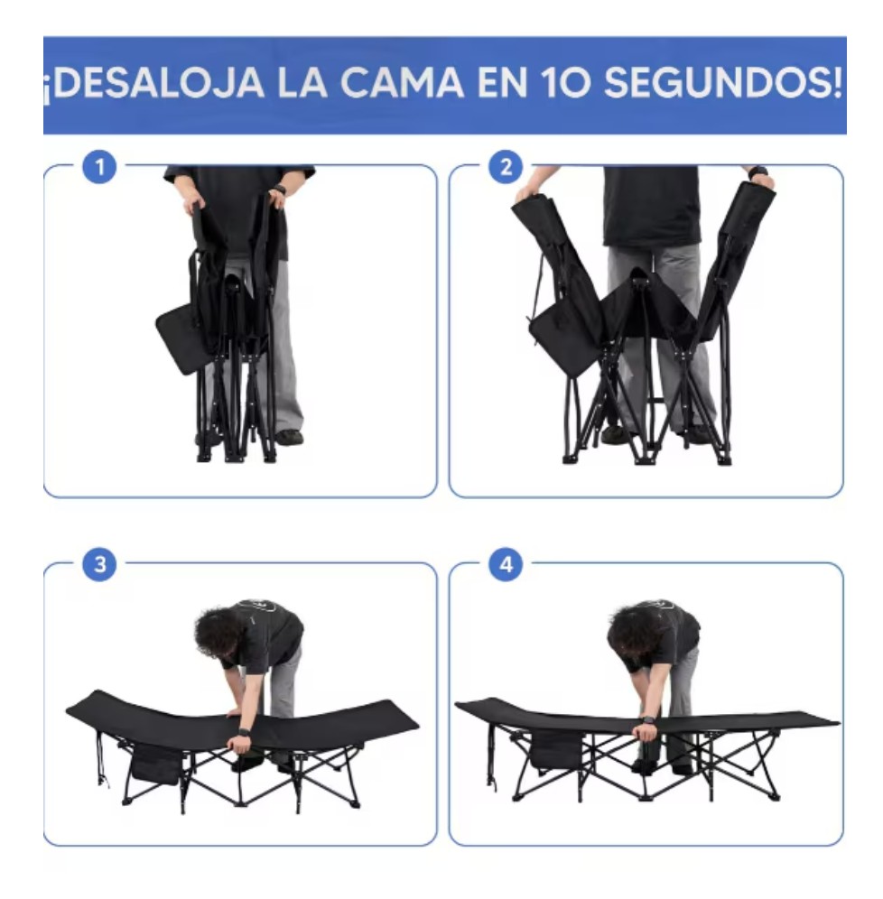 Catre Port&aacute;til Plegable: Ligero Con Colch&oacute;n Engrosado Modelo Negro image number null