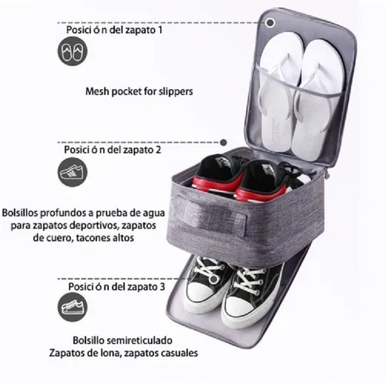 Bolsa Impermeable Para Almacenar Zapatos De Varias Capas Negro image number null