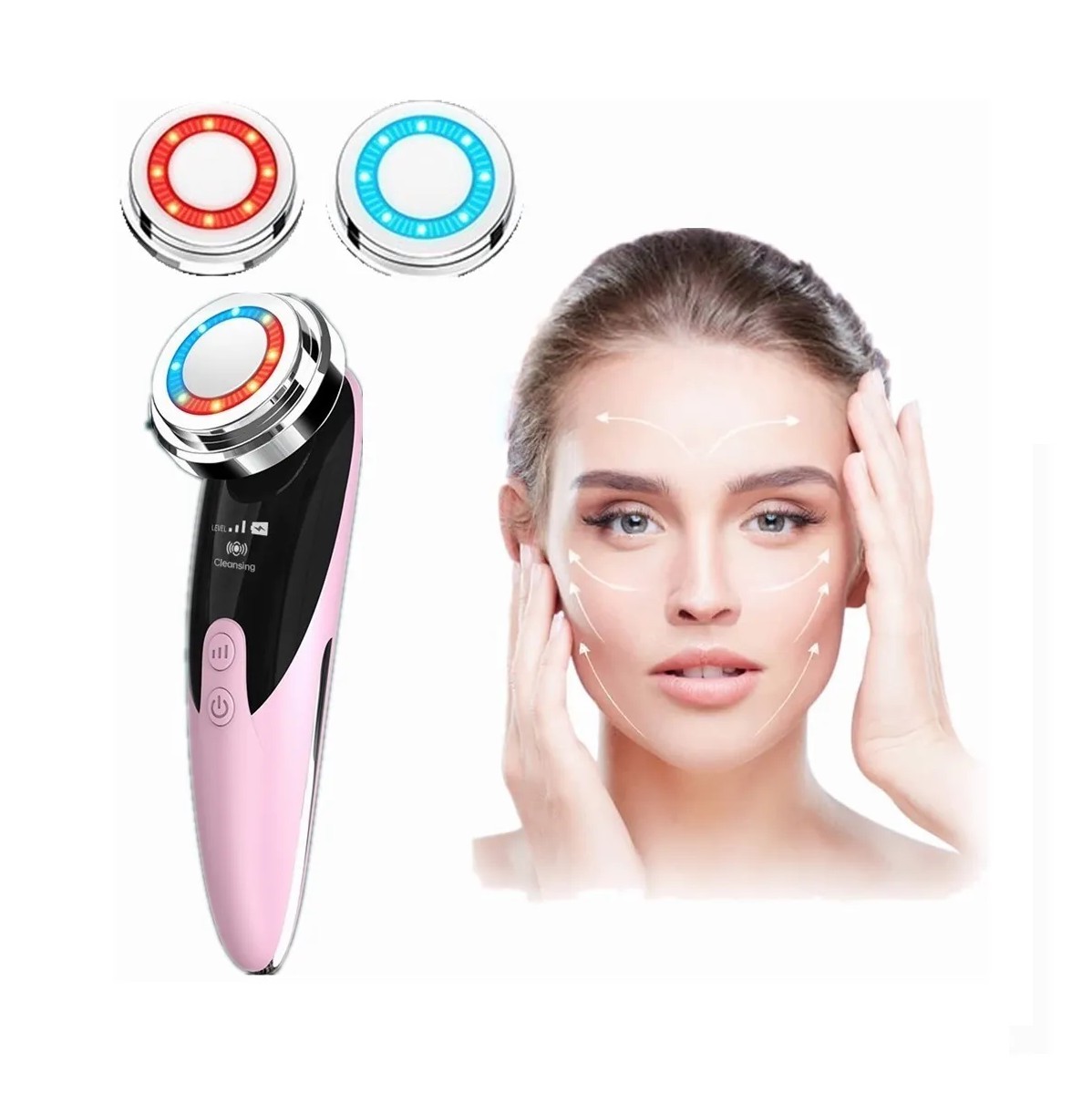 Masajeador Facial Ultras&oacute;nico Ems 2 En 1 Dual Modo Rosa image number null