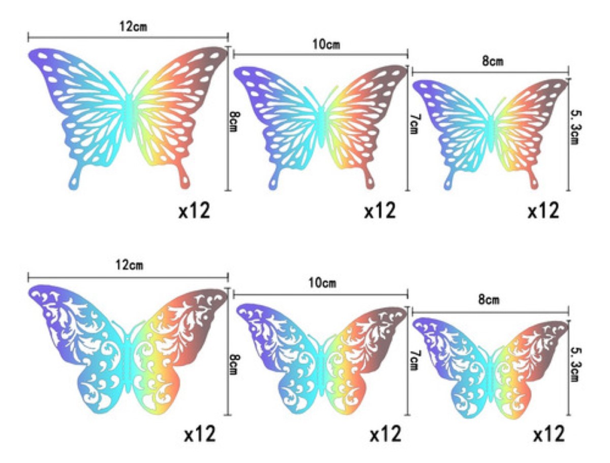 "72pcs Mariposas Decorativas, 3d Pared Laser De Color BLANCO ". image number null