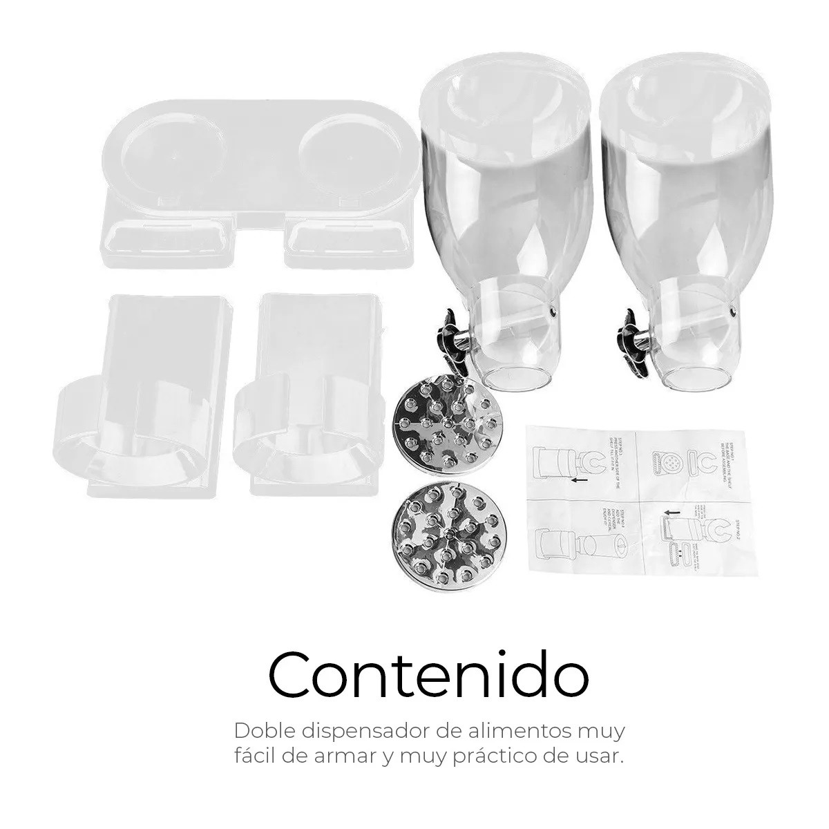 Dispensador De Cereal Despachador Doble Alimentos Y Semillas Color Blanco image number null