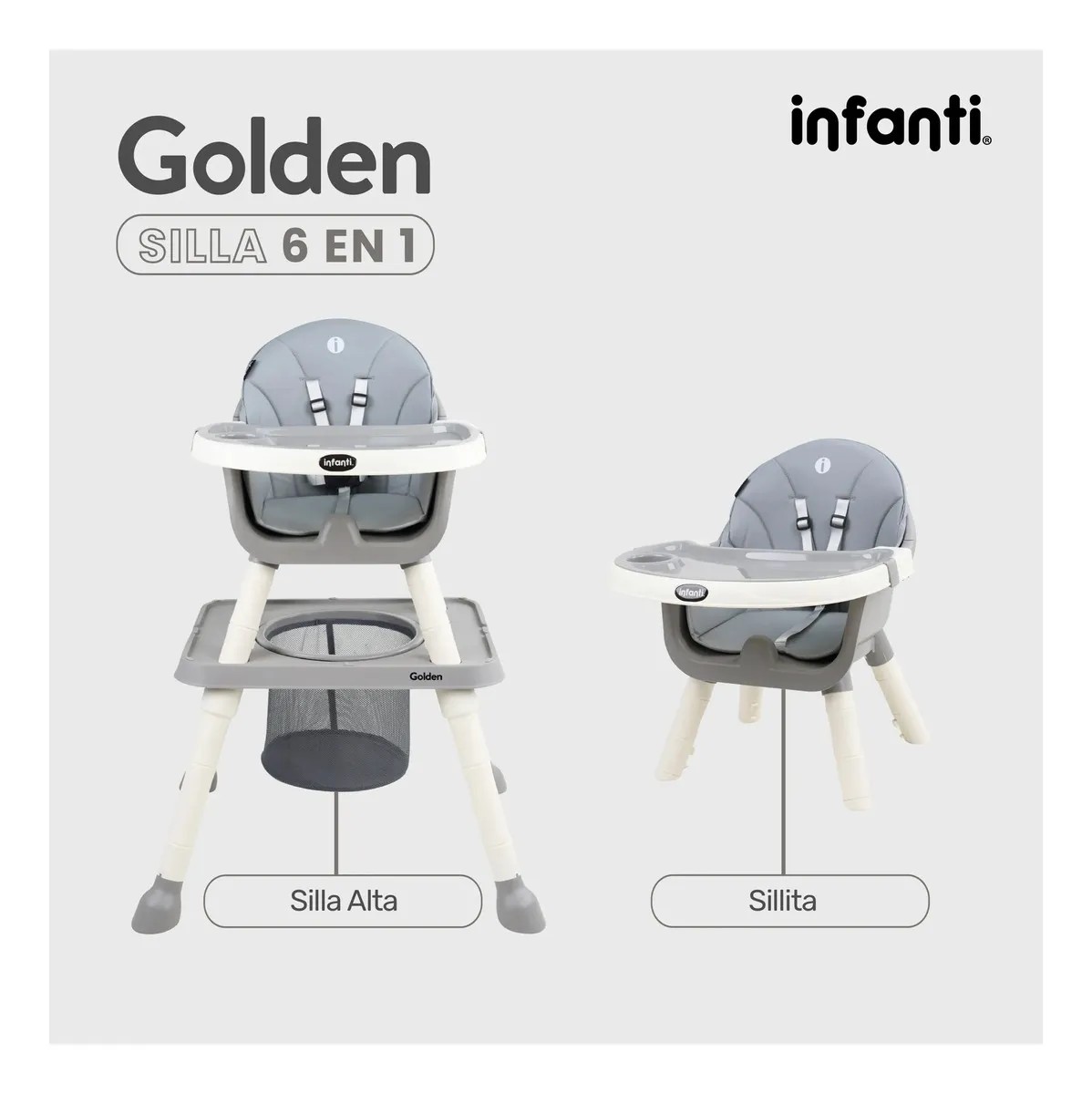 Silla Alta Golden 6 En 1 De 6 a 36 Meses Color Gris image number null