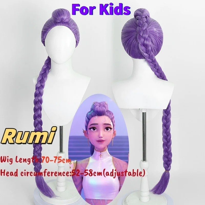 Peluca Sintetica para Ni&ntilde;a Cosplay Kpop Mira Rumi Zoey Demon Hunters, Accesorios para Disfraz, Halloween, Cumplea&ntilde;os image number null