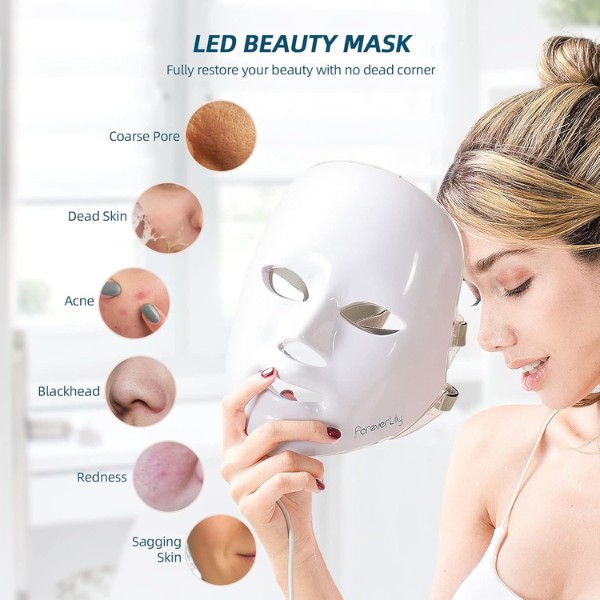 Mascara LED 7 Colores con Control Remoto para Rejuvenecimiento Facial Terapia de Luz Antiacn&eacute;, Blanqueante y Reafirmante image number null