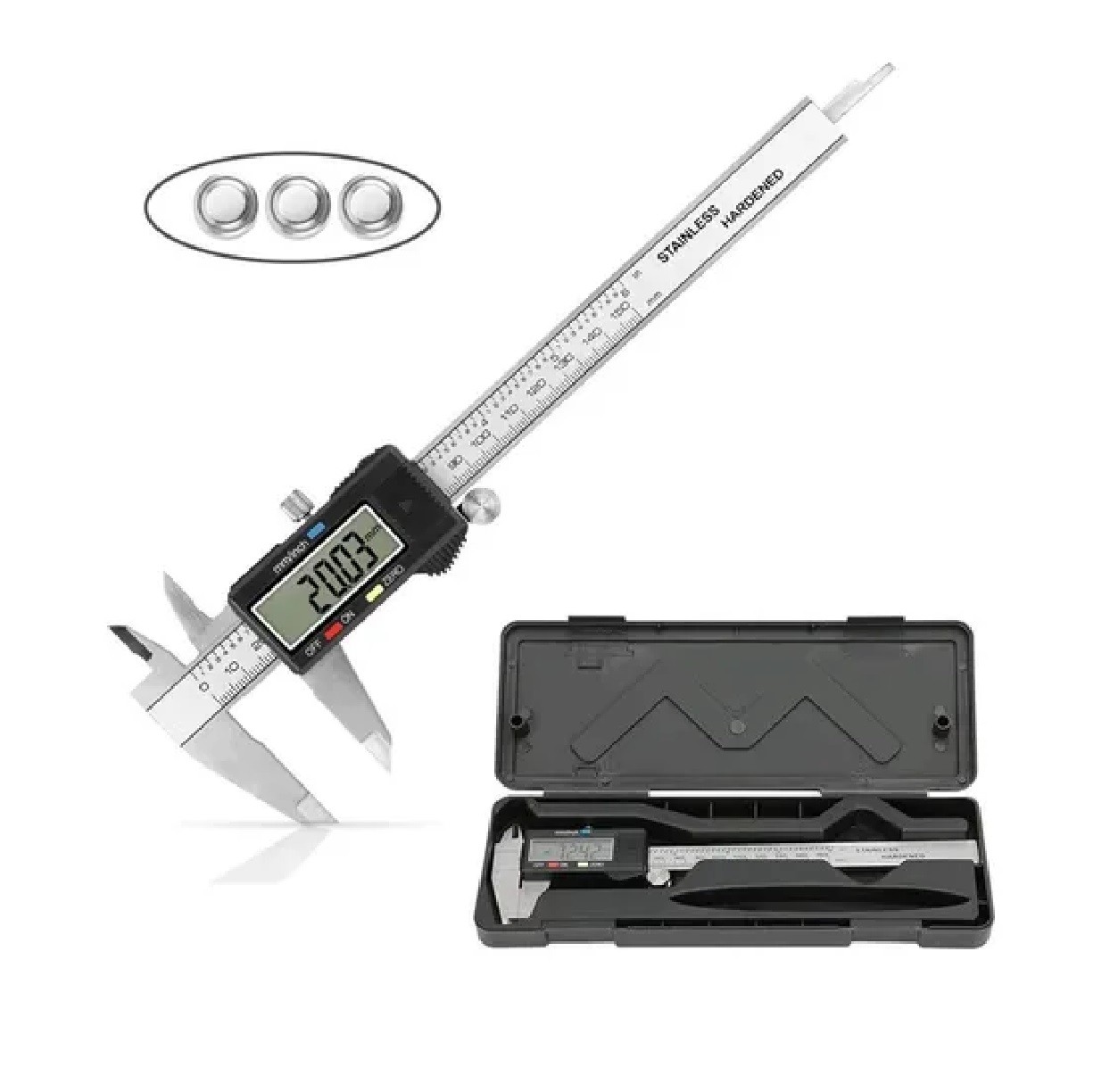 Calibrador Vernier Digital Pie De Rey Estuche Negro image number null