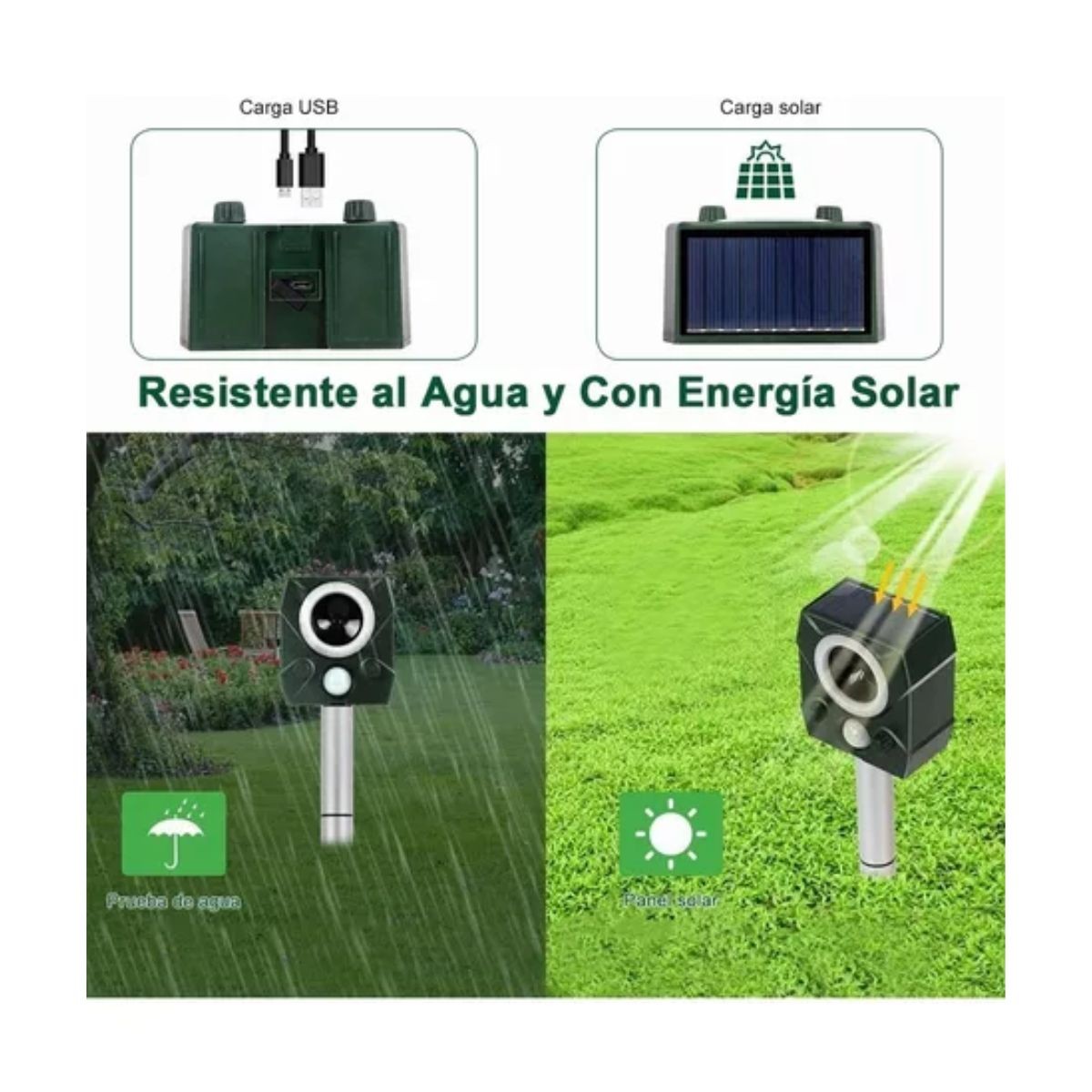 Repelente Ultras&oacute;nico Animal Solar Sensor De Movimiento Luz image number null