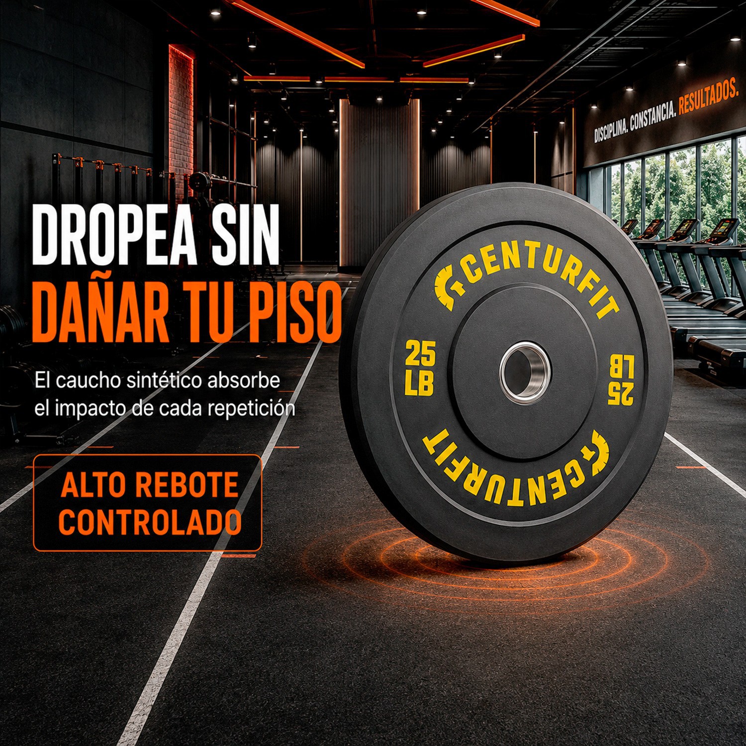 Par Disco Bumper Olimpico 25 Lb Centro Acero Caucho Crossfit Negro Centurfit image number null