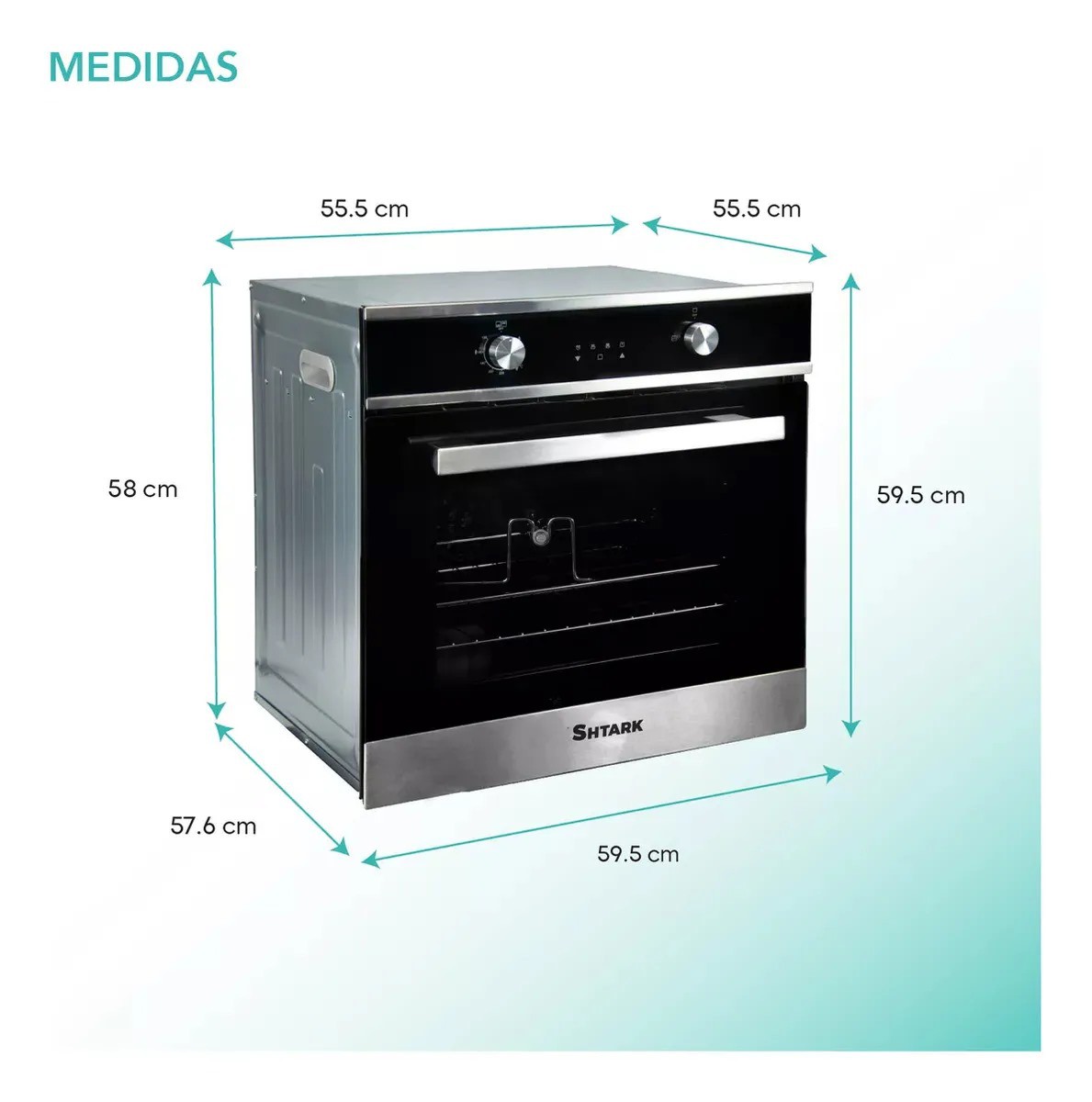 Horno Empotrable De Gas Acero Inoxidable Grill El&eacute;ctrico 60l Shtark image number null