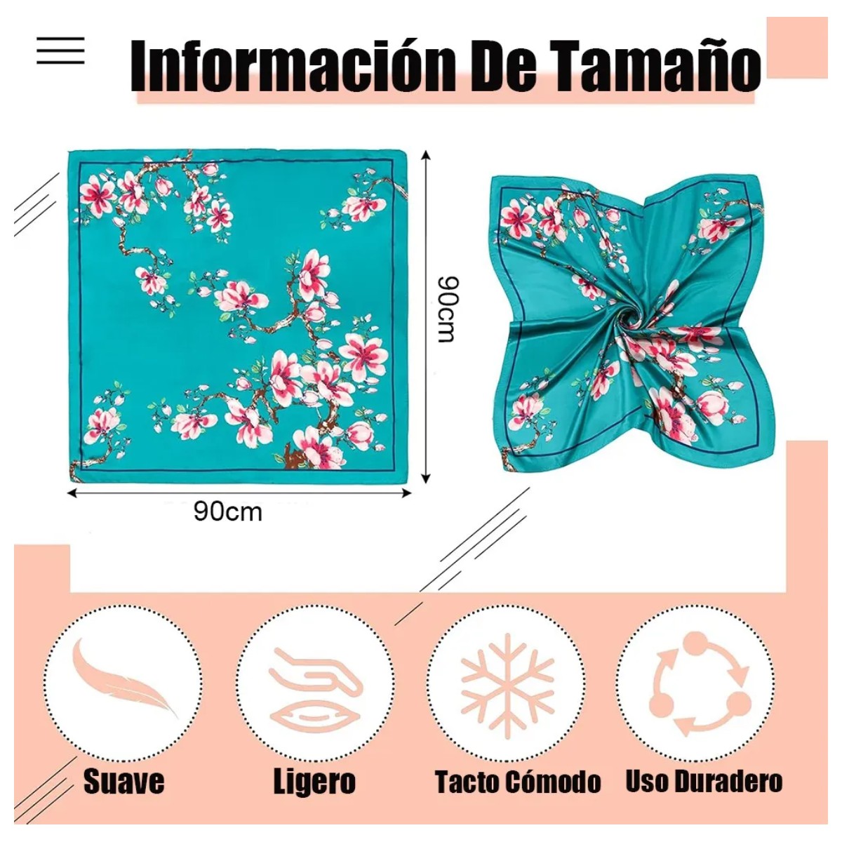 Bufanda Cuadrada Mujer Mascada Seda Pa&ntilde;uelo En La Cabeza,8pz image number null