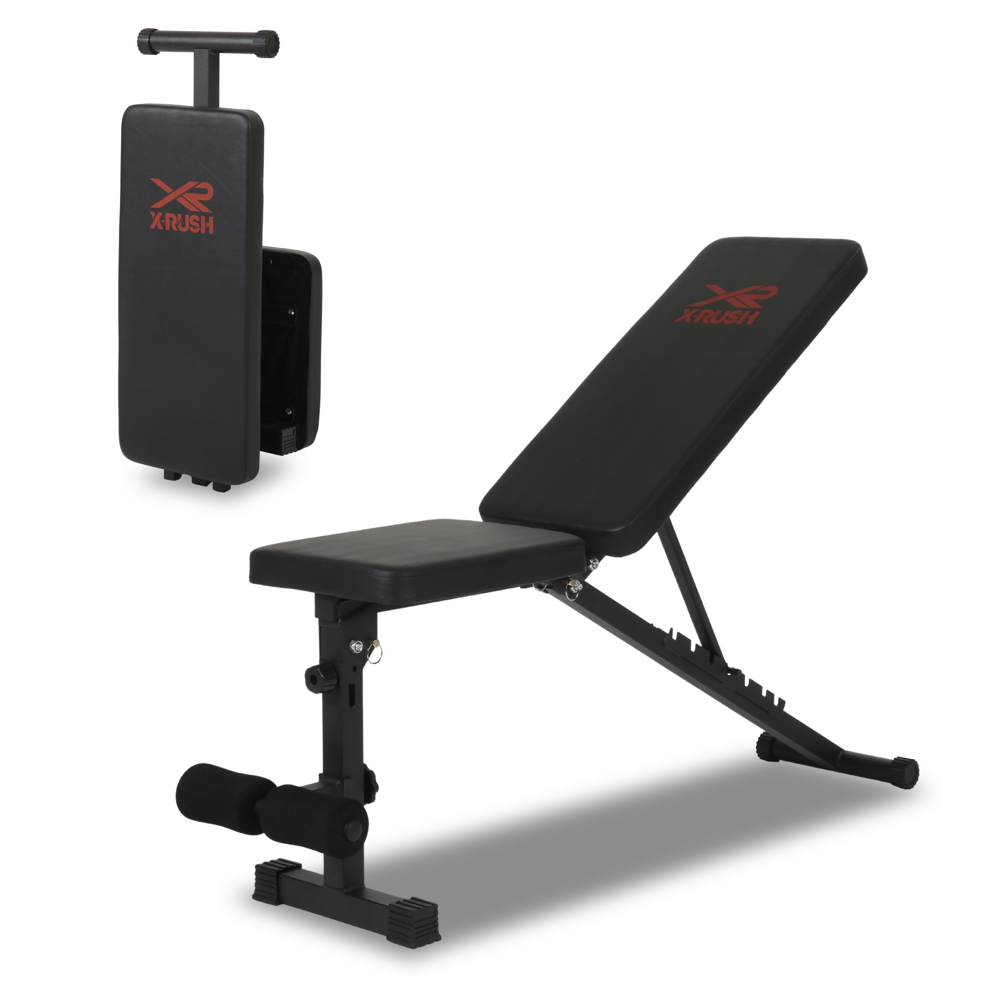 Banco Para Abdominales X-Rush Negro Con Respaldo Ajustable y Dise&ntilde;o Plegable image number null