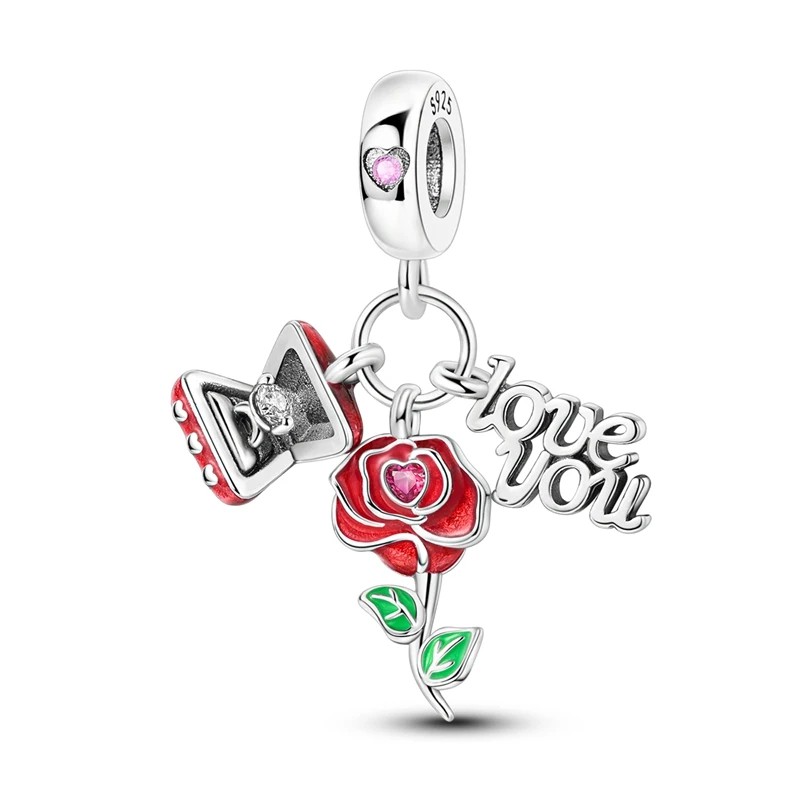 Charms de Plata Esterlina 925 para Pulsera y Collar SET 5 PCS Random, Abalorios Colgantes Edicion LOVE Joyer&iacute;a DIY image number null