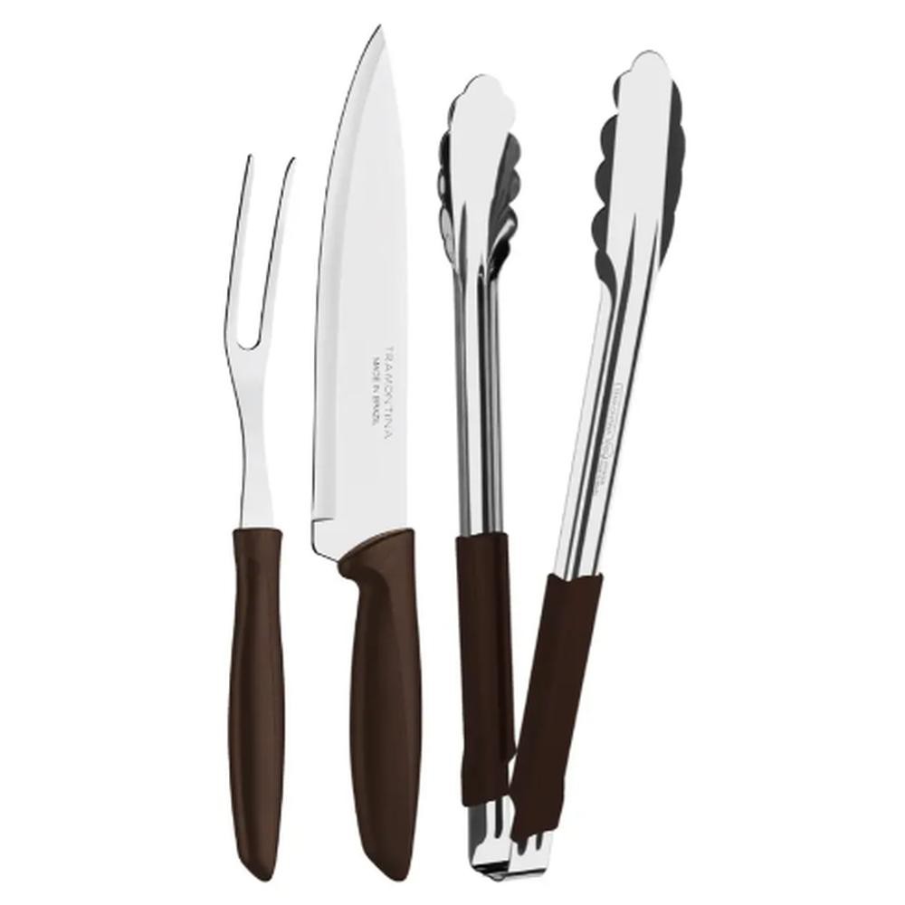 Juego Asado Tramontina 3pzs Acero Inox Negro image number null