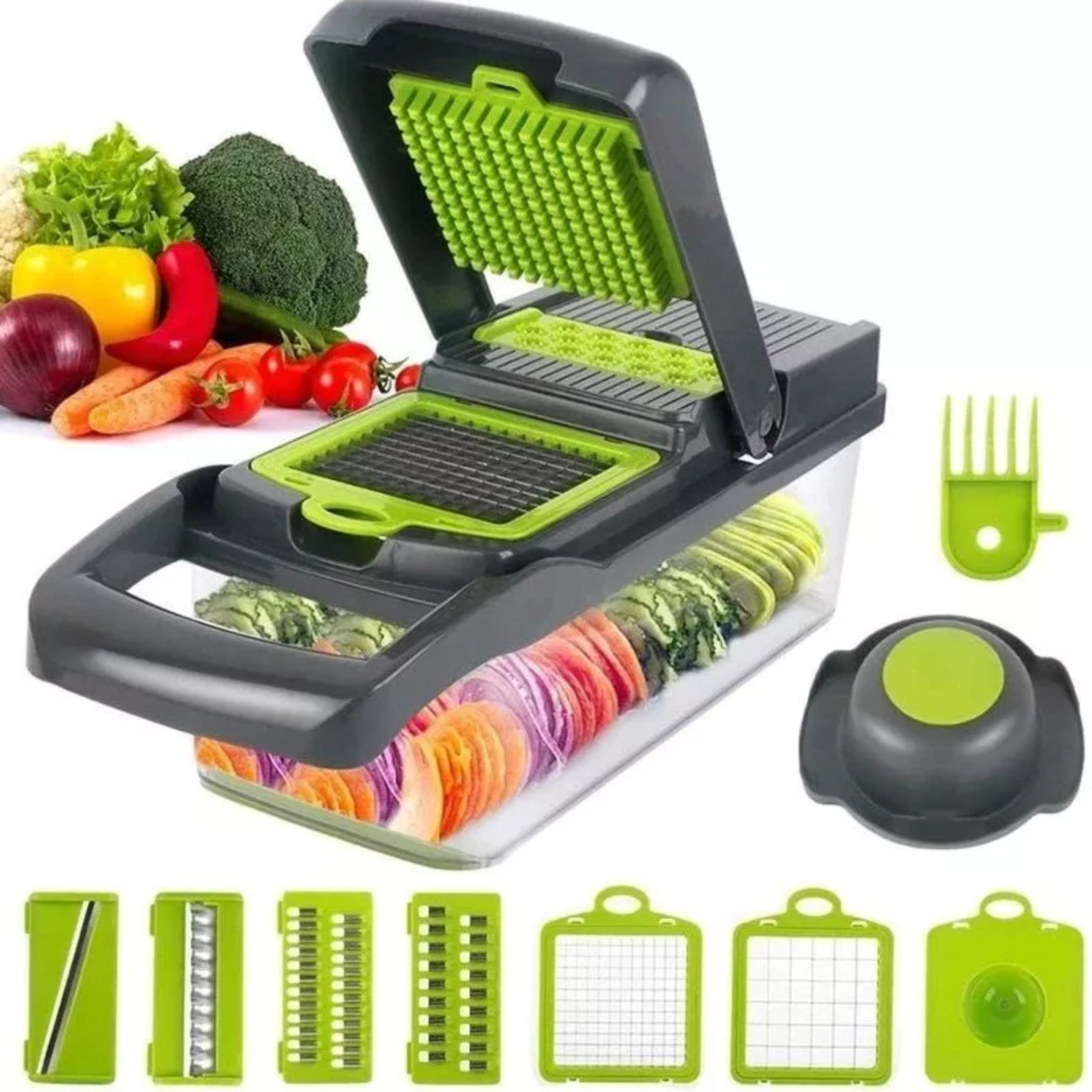 Rallador Cortador Rebanador Picador Manual De Verduras Fruta Uwei 420 Verde. image number null