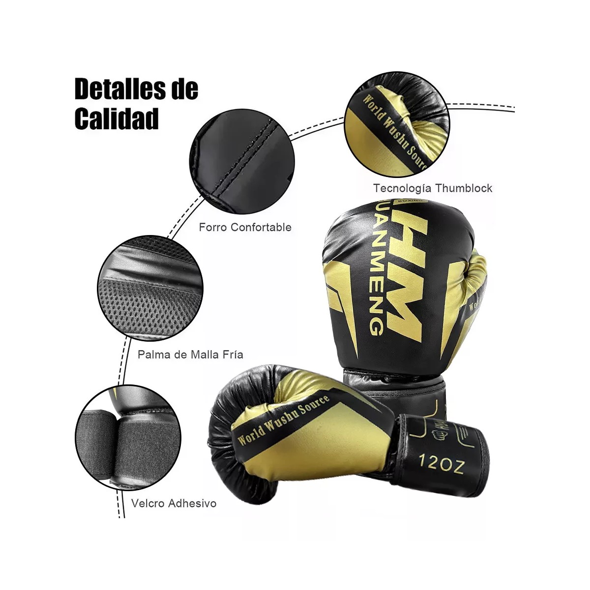 Guantes De Boxeo 14oz, Correa Velcro. Negro image number null