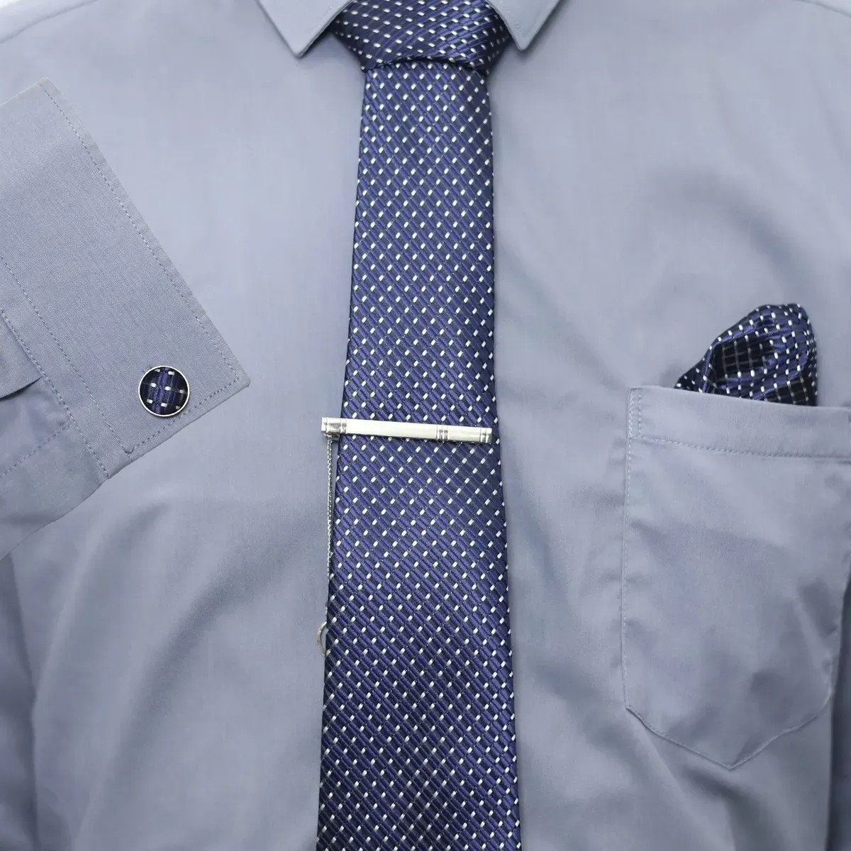 Corbata Pa&ntilde;uelo Mancuernilla Hombre 5 Piezas Color y Dise&ntilde;o:Estilo A image number null