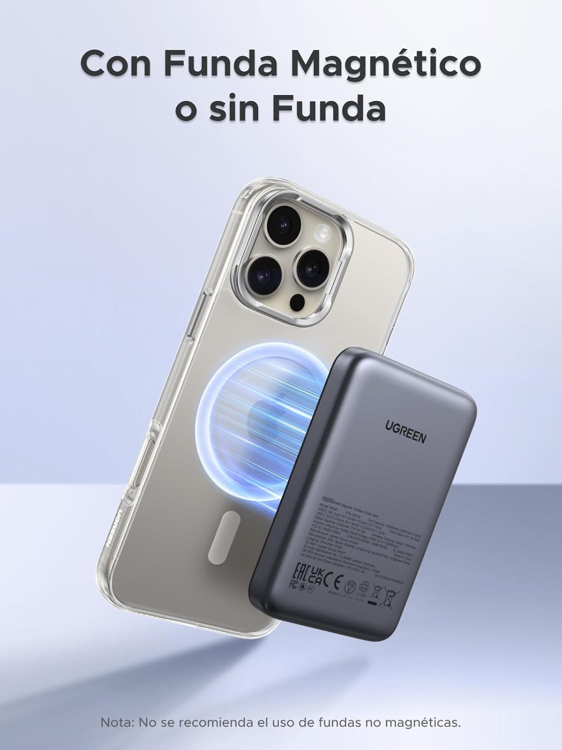 Power Bank Magn&eacute;tico 10000mAh PD 20W, Carga R&aacute;pida USB-C Inal&aacute;mbrica para iPhone y Android image number null