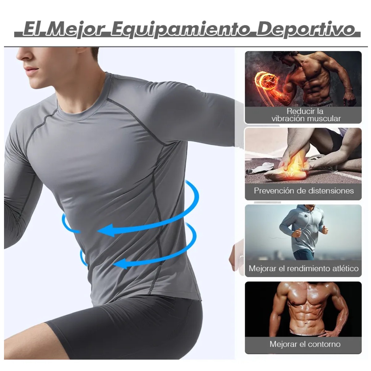 3pzs Playera Hombre Compresion Manga Larga Negro Blanco Gris Talla L image number null
