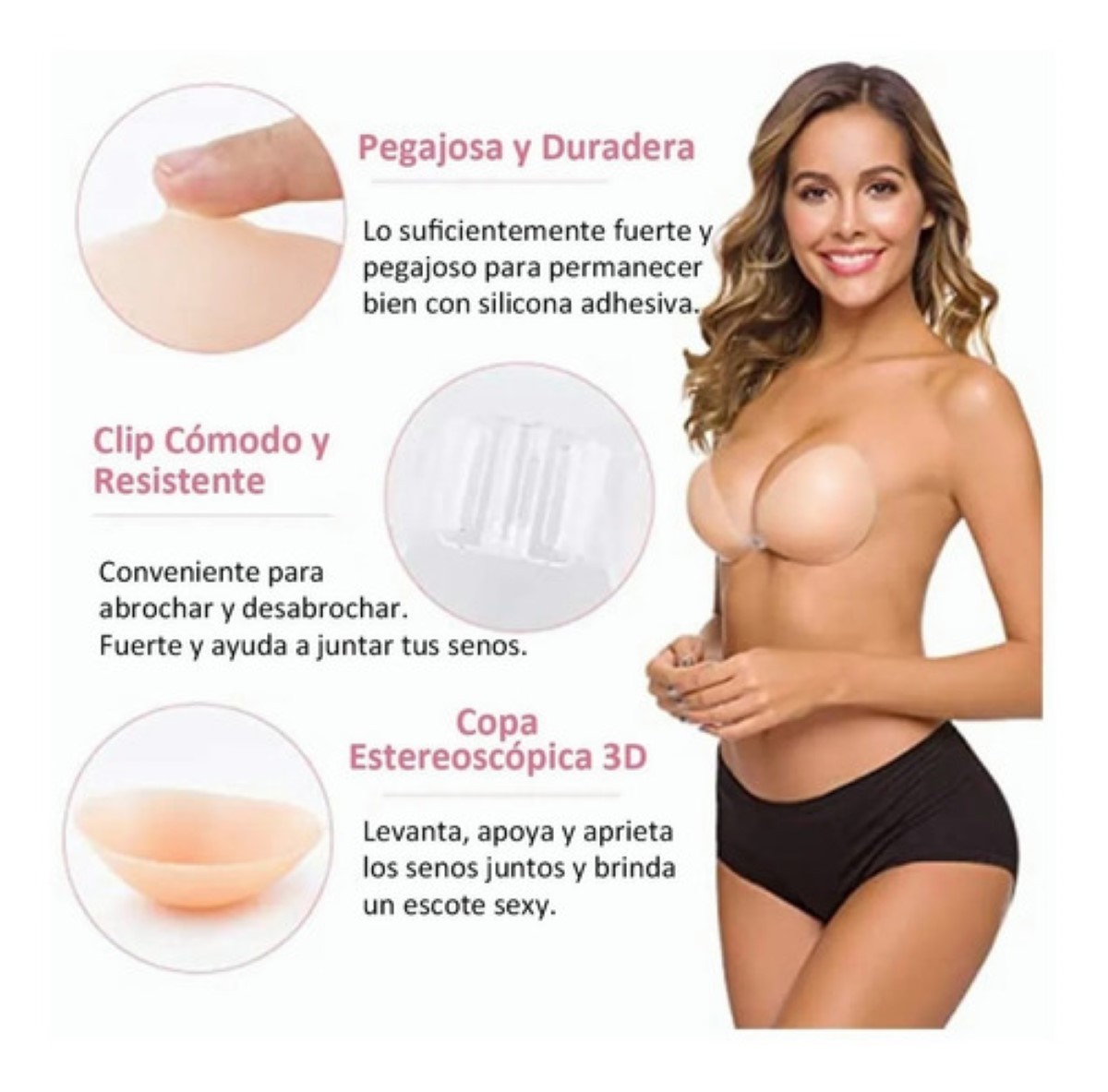 Brasier Strapless Push Up Invisible Sosten Levanta Busto talla B image number null