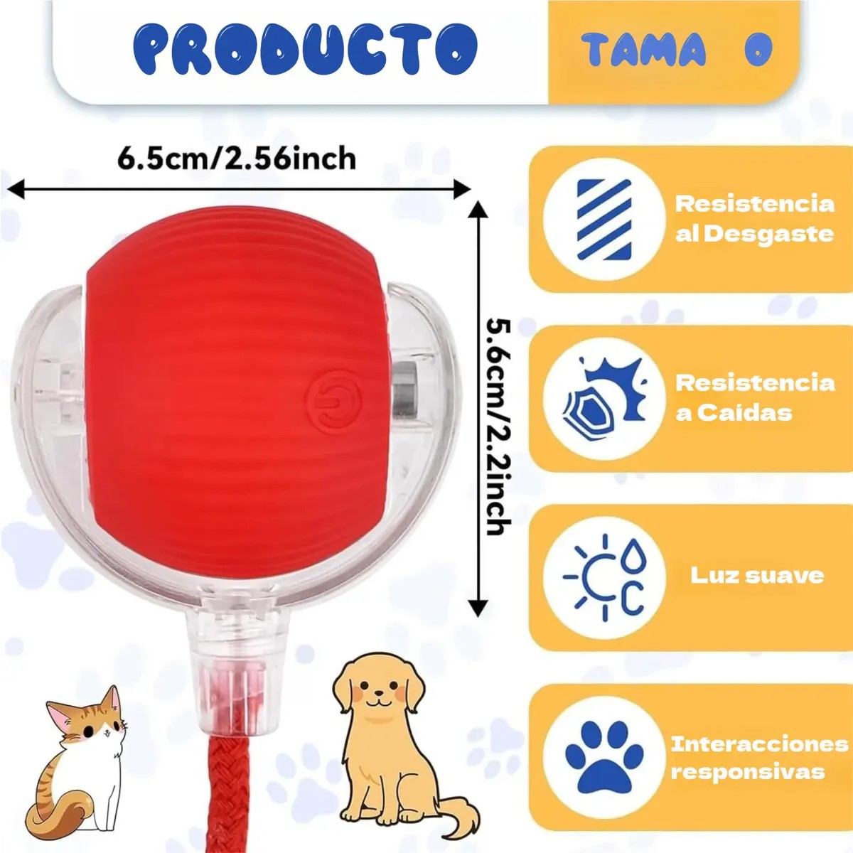 Pelotas Interactivas Juguetes El&eacute;ctrica Para Perro Gato 2Pcs Rojo/Rosa image number null