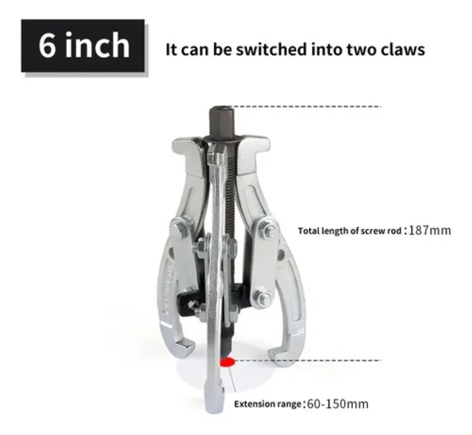 6 Pulgadas Extractor De Poleas Con 3 Brazos Reversible Plata image number null