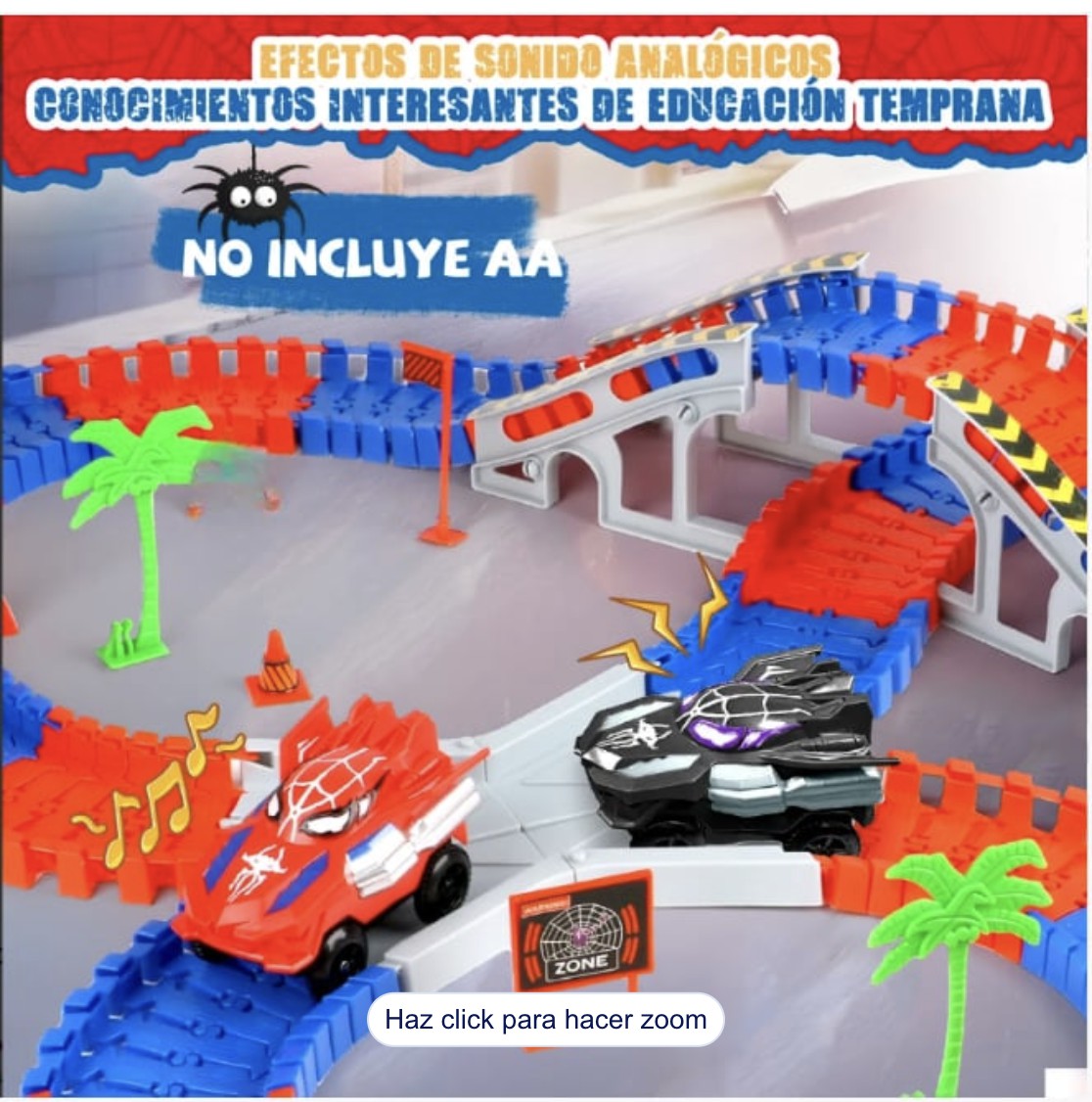 Carrito Juguete Spiderman 212ps Pista Carros Para Ni&ntilde;os Modelo Multicolor image number null
