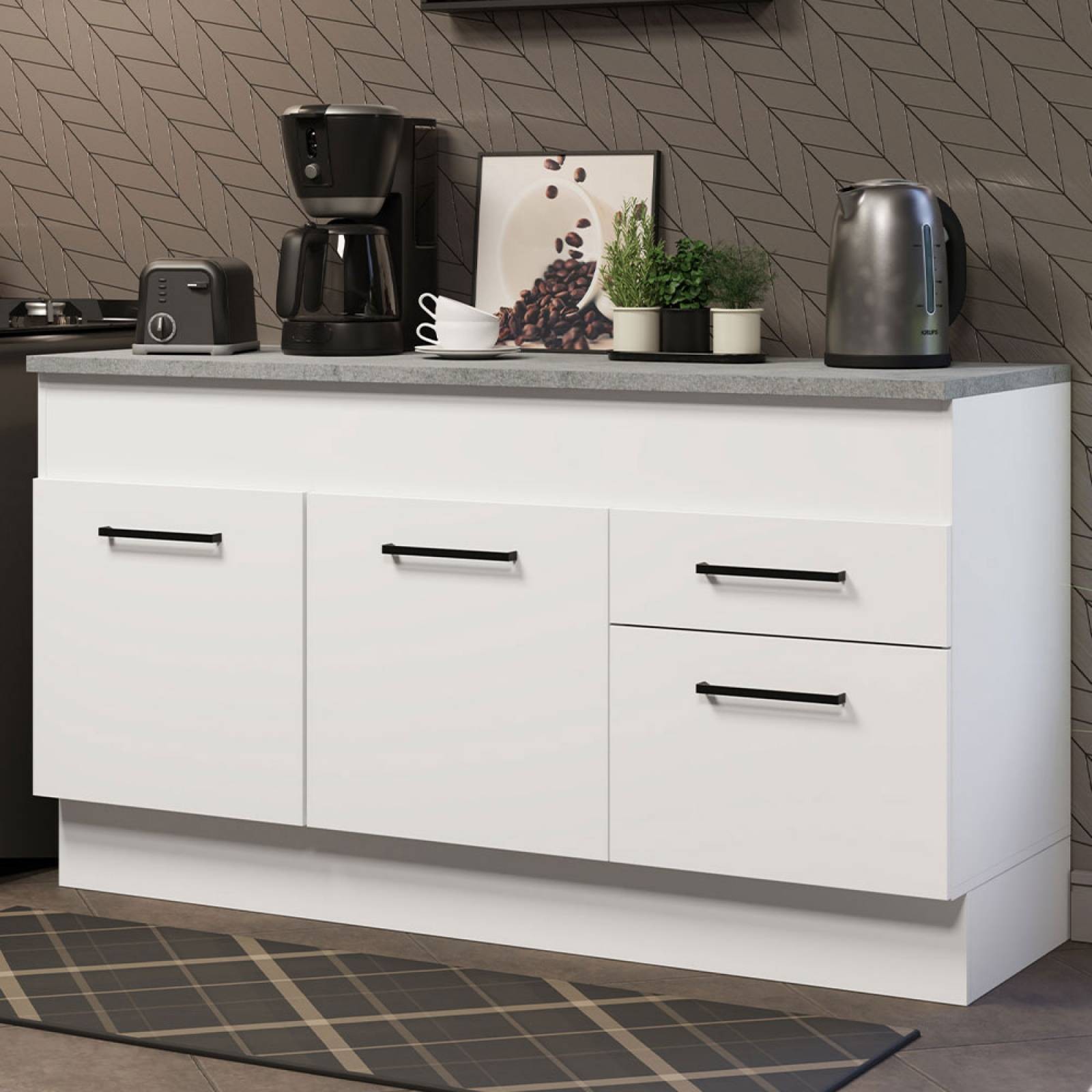 Mueble Inferior de Cocina Madesa Agata 150cm 2 Puertas Blanco. image number null