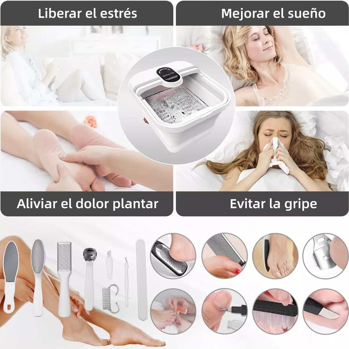 Tina Spa Para Masajeadora Pies Plegable Burbujas Calor image number null