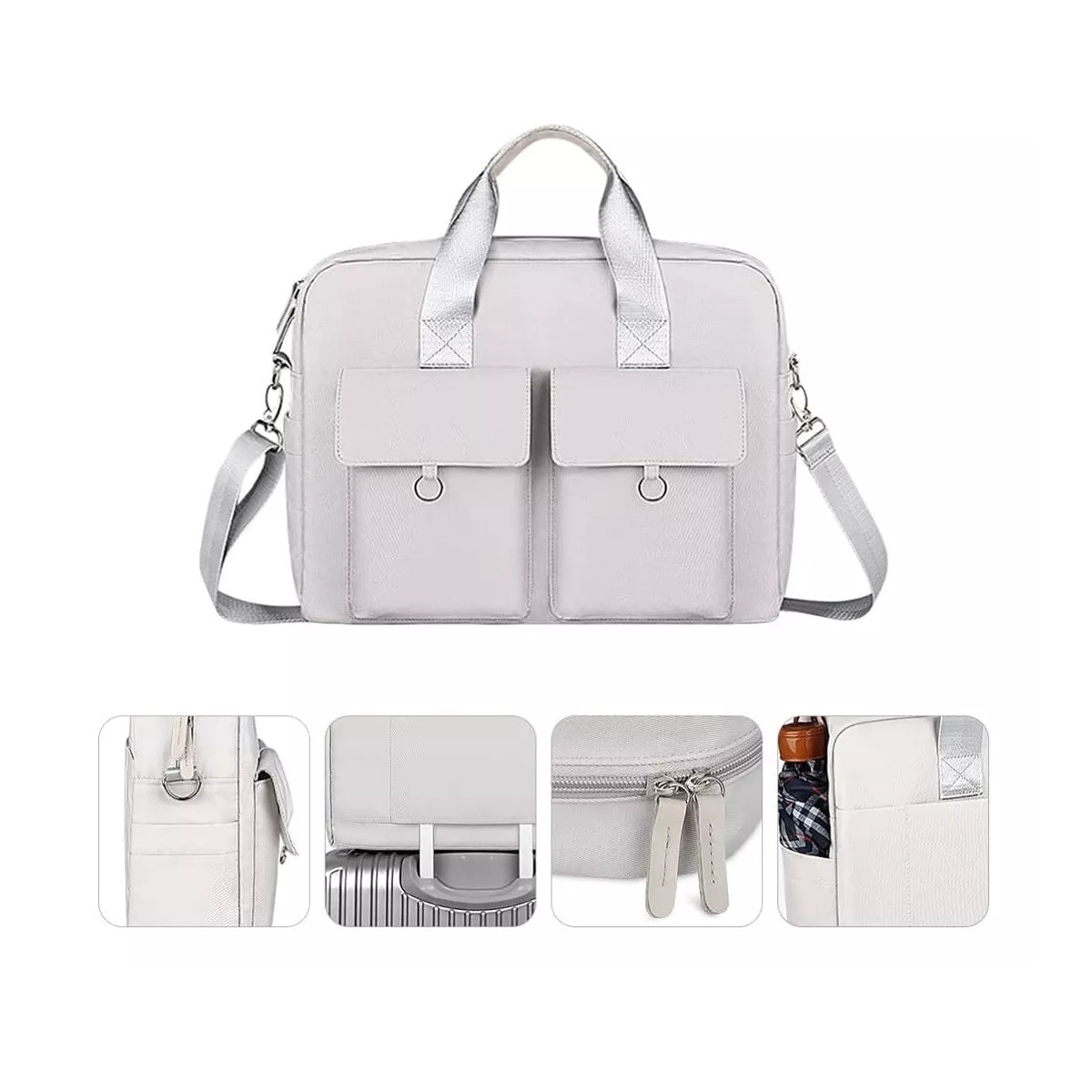 Impermeable Maletin Bolsa Para Laptop De 15.6inch Dama Mujer Gris. image number null
