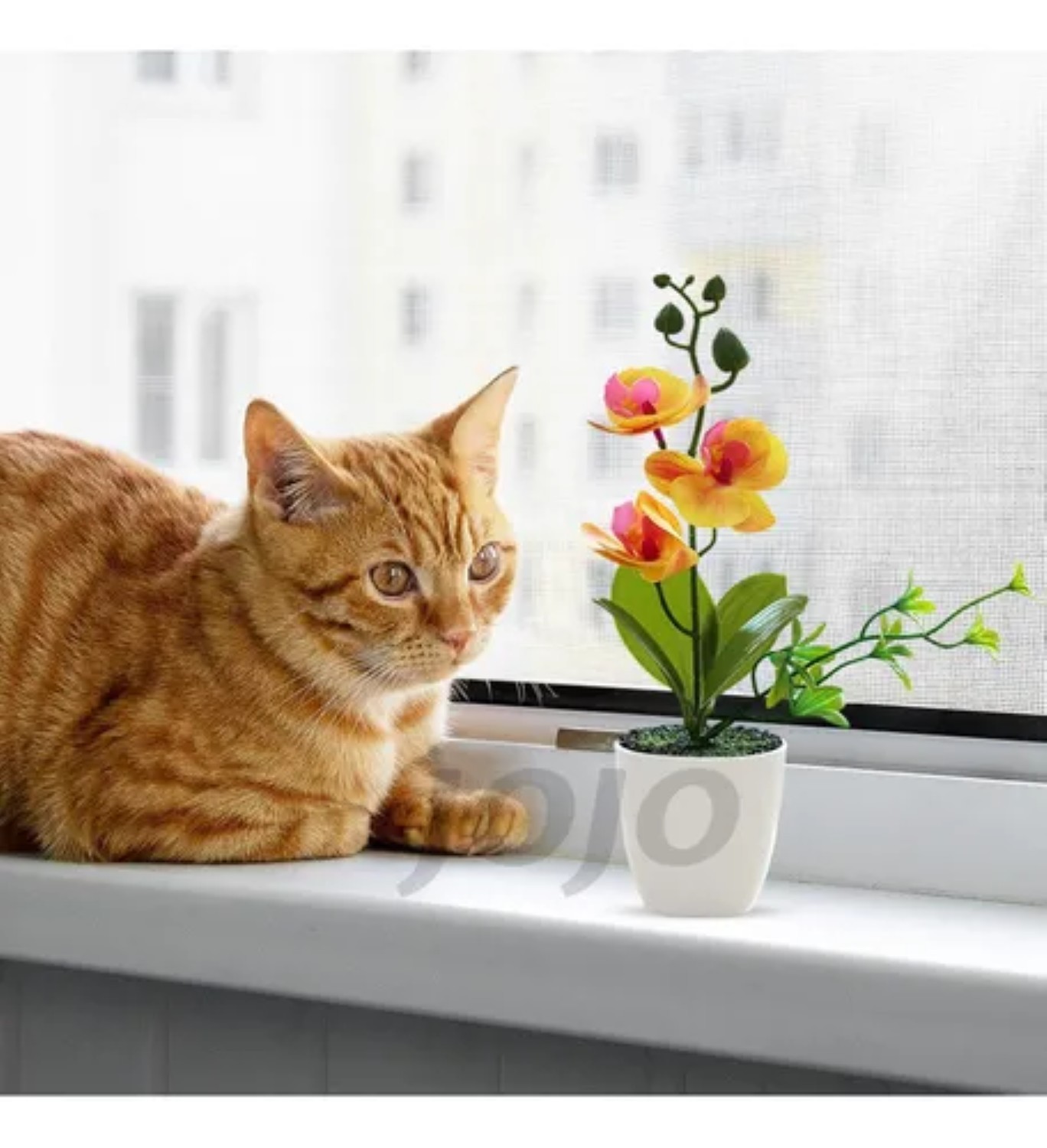 4 pzs Arreglo Orqu&iacute;deas Artificiales Decoraci&oacute;n Con Macetas image number null