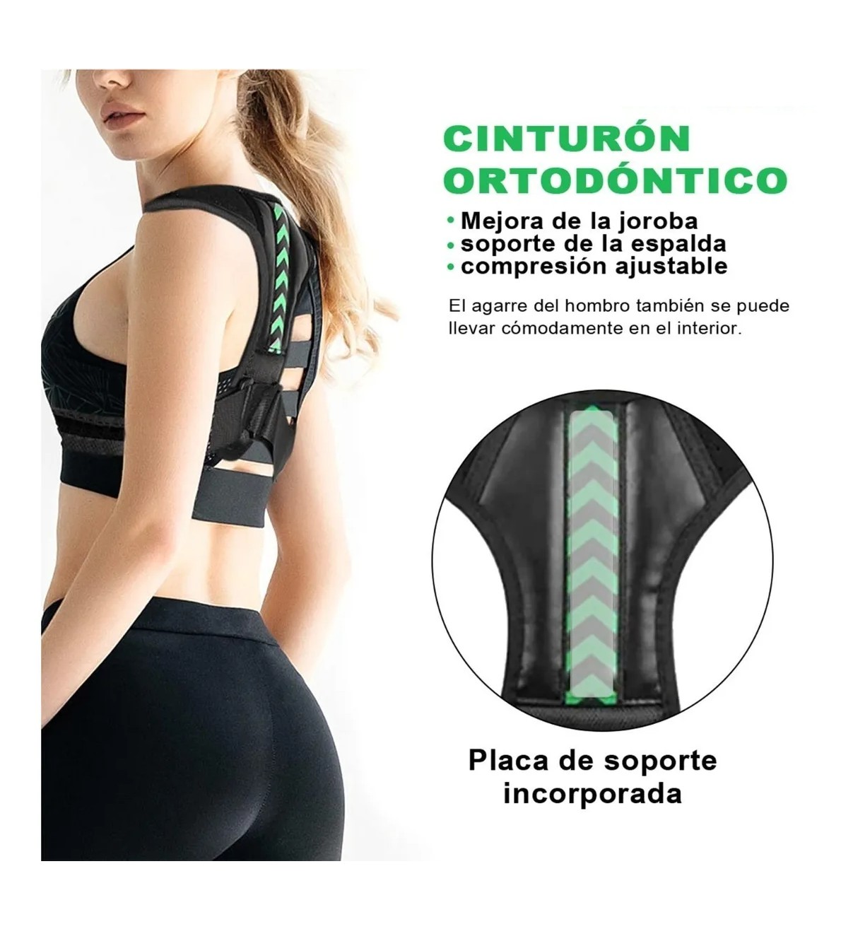 Corrector Postura Espalda Para Hombre Y Mujer Ajustable Faja L Negro Malubero image number null
