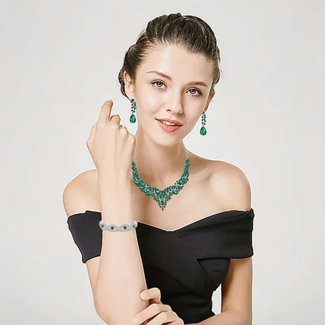 Conjunto De Joyas Para Mujer Collar Y Aretes Y Pulsera image number null