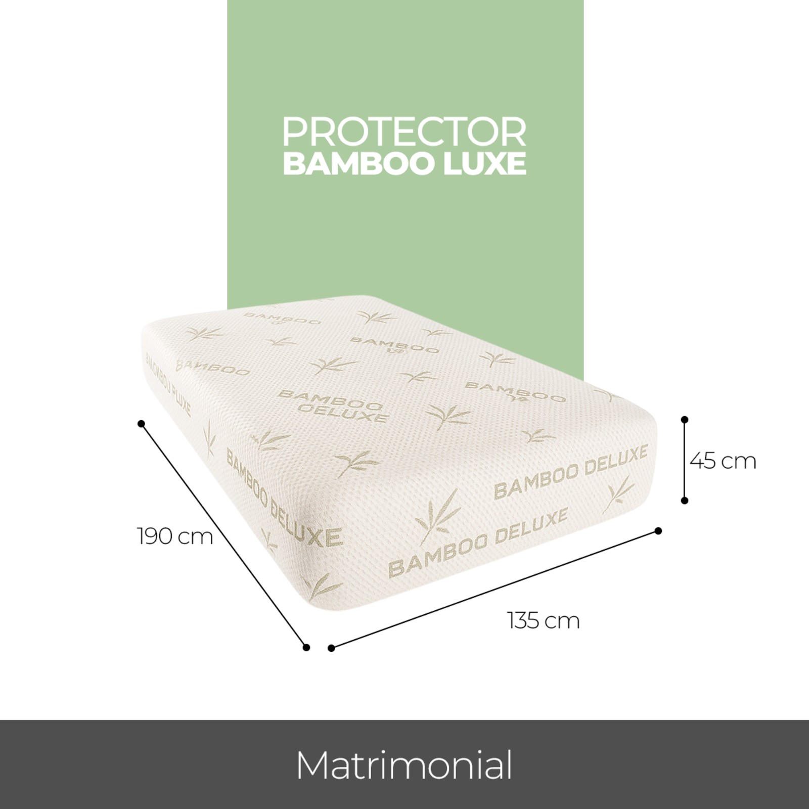 Protector de Colch&oacute;n Bamboo Luxe Impermeable, Hipoalerg&eacute;nico y Fresco Matrimonial image number null