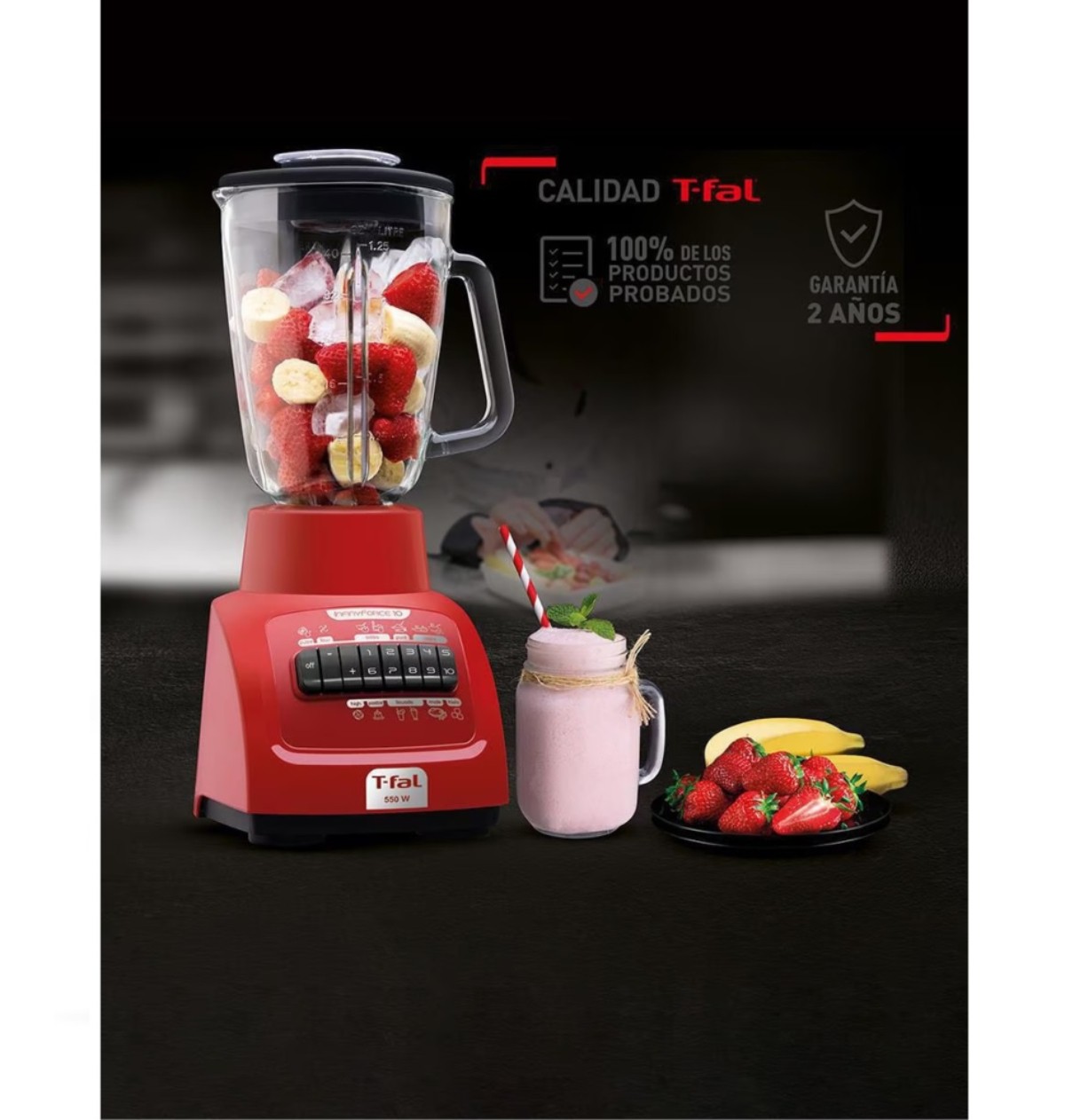 LICUADORA T-FAL LN8205MX INFINYFORCE 10 VEL VASO VIDRIO ROJO ALBY3 image number null