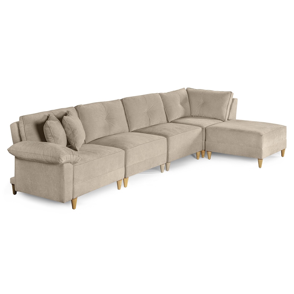 Sala de 5 mod&uacute;los Makora Maristella con Memory Foam, Color Arena Chenille, Respaldo Reclinable de 3 Posiciones image number null