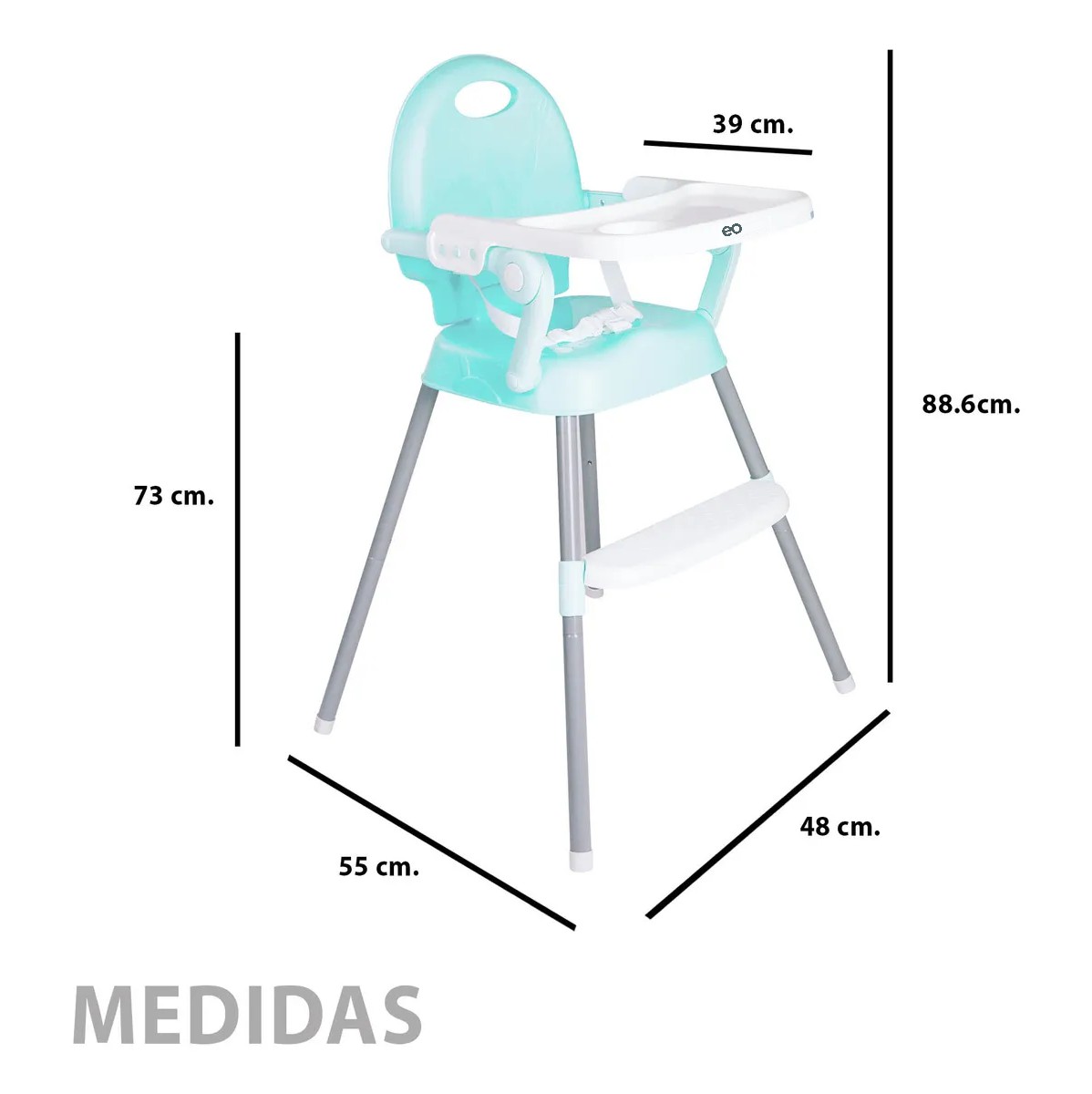 Silla Alta Periquera Plegable 3 en 1 Con Bandeja Ajustable Color Verde Claro image number null