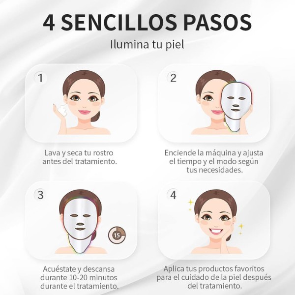 Mascara LED Facial y Cuello 7 Colores Con Control Remoto Rejuvenecedora Terapia de Luz para Arrugas Acn&eacute; y Manchas image number null