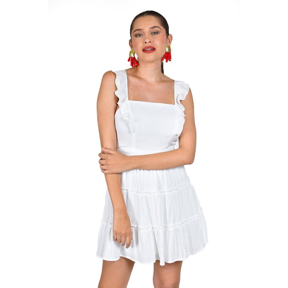 Vestido con detalle de volantes Roman Fashion /Juvenil, 5467 (Blanco) image number null