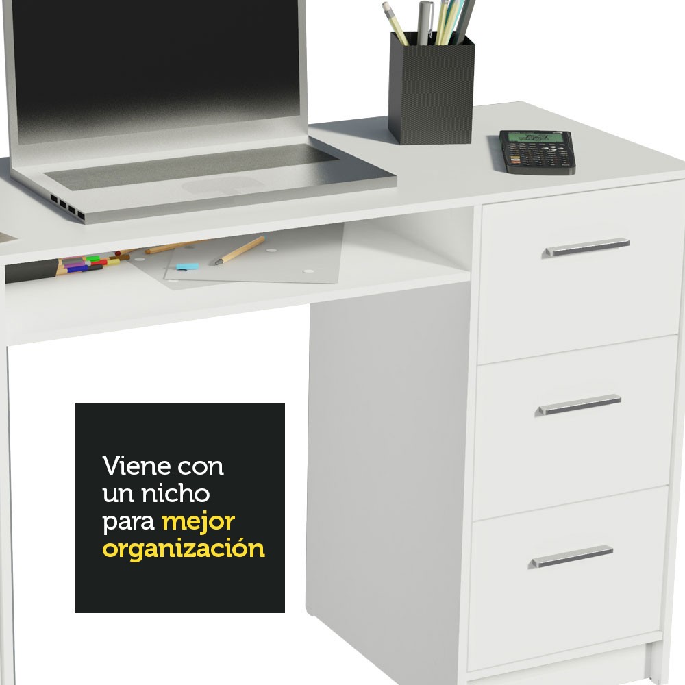Escritorio Para Pc Madesa Alaska 3 Cajones 1 Puerta Blanco 1 image number null