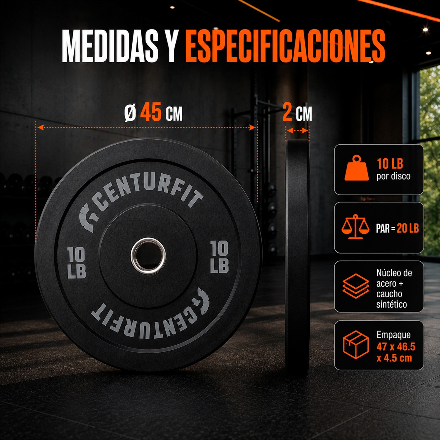 Par Disco Bumper Olimpico Libras Centro Acerocaucho Crossfit Gris Centurfit image number null