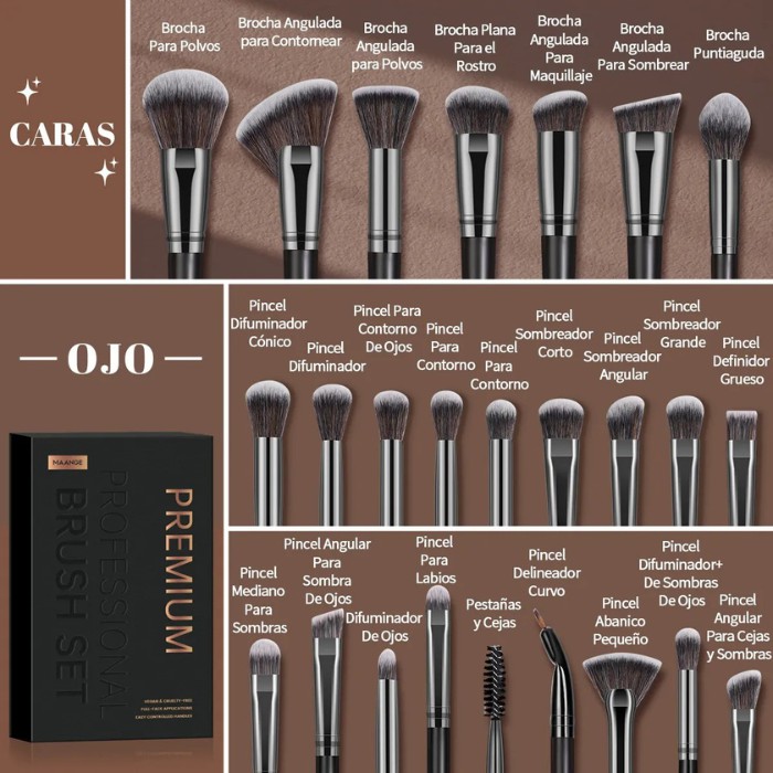 Set de 25 Brochas de Maquillaje Profesionales con Caja, Kit Kabuki para Base, Rostro y Ojos, Premium image number null