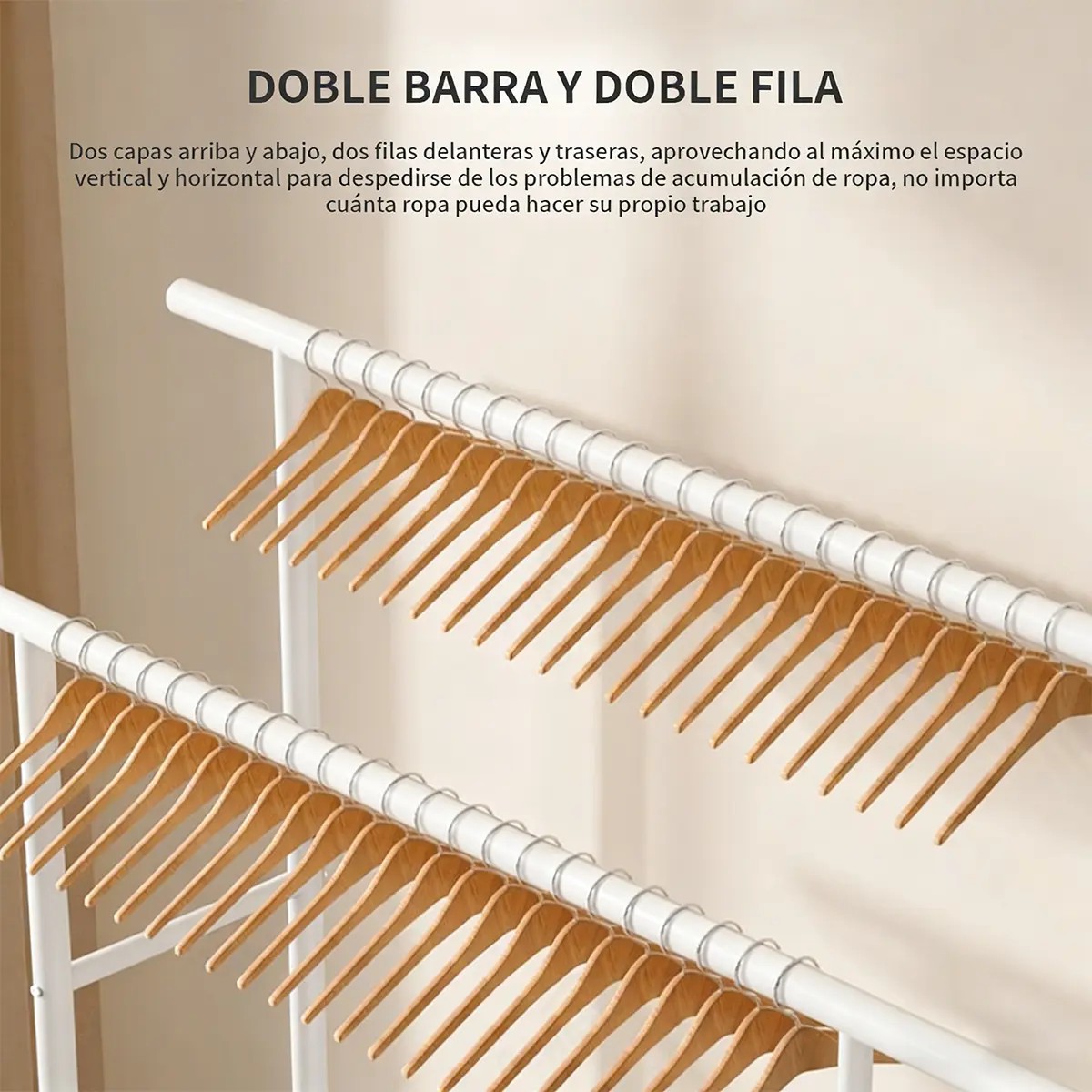 Perchero Doble Barra Met&aacute;lico Para Ropa Blanco de 146 cm 09-Blanco image number null