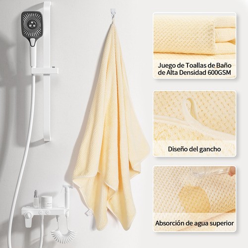 "2 Piezas Tuallas Toallas Ba&ntilde;o Completo Grande 70&times;140 Cm Blanco ". image number null