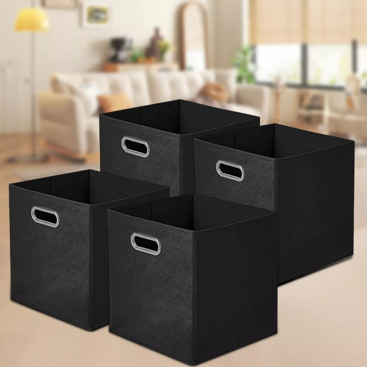 Set 4 Cajas Organizadoras De Tela Plegables Hogar Almacenamiento. image number null