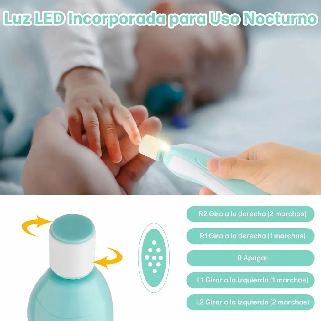 Juego De Lima De U&ntilde;as El&eacute;ctrica Para Beb&eacute;s Verde image number null