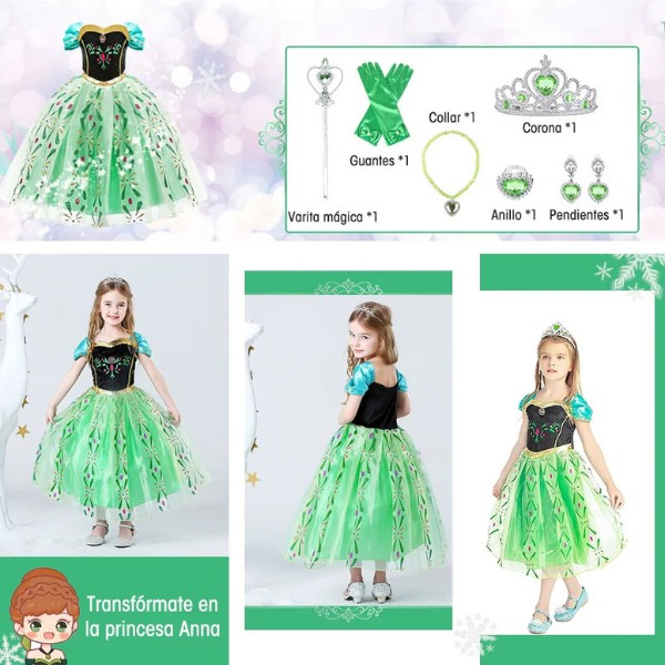Vestido De Princesa De Anna, Disfraz De Frozen Dise&ntilde;o para Ni&ntilde;a, Ropa De Halloween, Cosplay, Fiesta De Cumplea&ntilde;os image number null