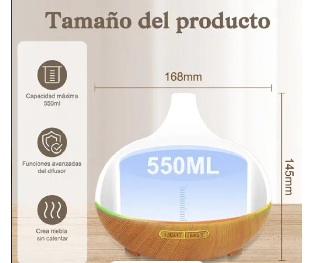 Difusor De Aceites Esenciales De 550ml Modelo Caf&eacute; image number null