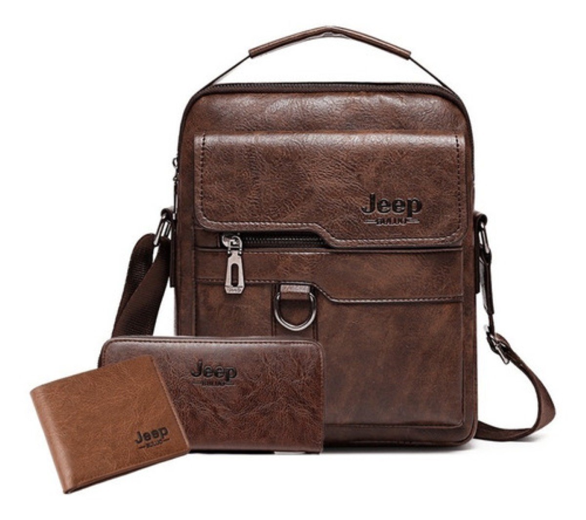 Maletin con Carteras Jeep 3 Piezas color Marron Oscuro image number null