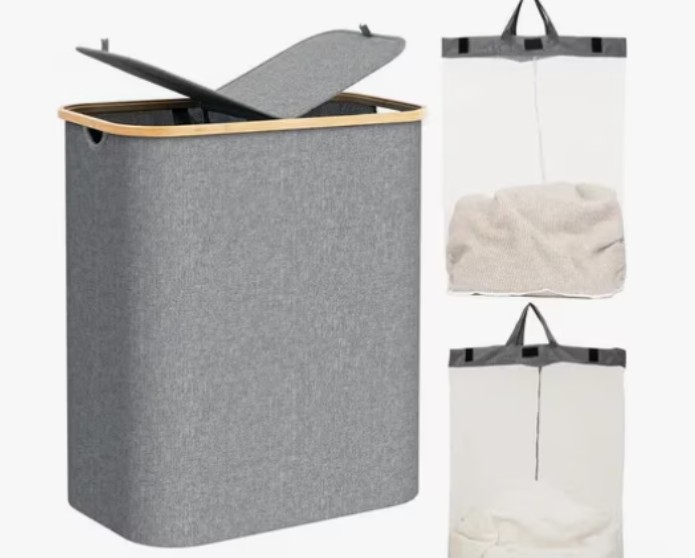 Cesto De Ropa Sucia Con 2 Bolsas Plegable Canasta 70x54x33cm image number null